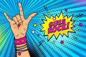 girls rock cartoon pow image